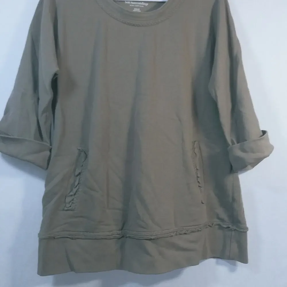 Soft Surroundings Brown Peruvian Pullover Top Size PM
